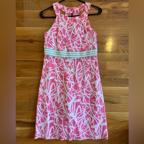 EUC Lilly Pulitzer Tinsley Seersucker Pink Light My Fire Dragonfly dress - Picture 3 of 4